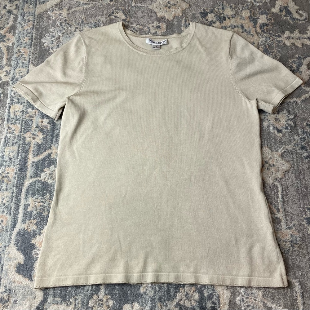 Pendleton Beige Silk Knit Top - image 1